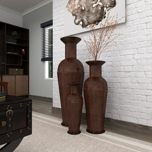3 Piece Levant Brown Stainless Steel Table Vase Set