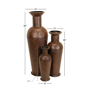 3 Piece Levant Brown Stainless Steel Table Vase Set