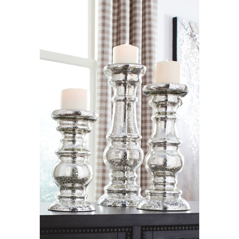 3 Piece Mercury Glass Candlestick Set 1332CDR