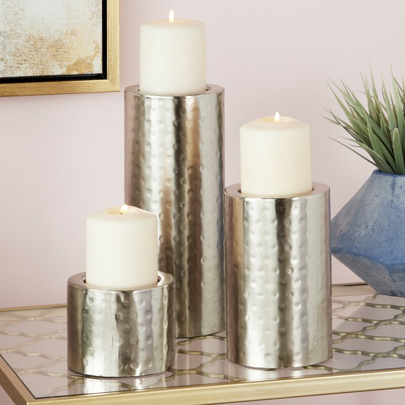 3 Piece Metal Candlestick Set 4584RR