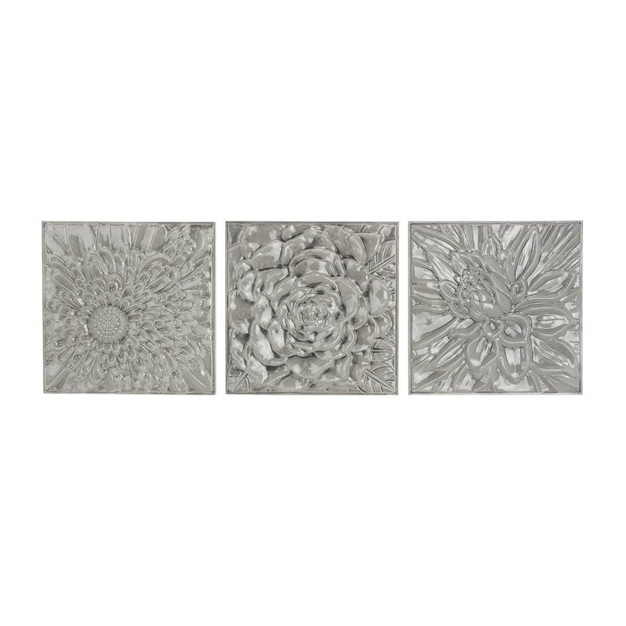 3 Piece Modern Glazed Floral Wall Décor Set (SB1190)