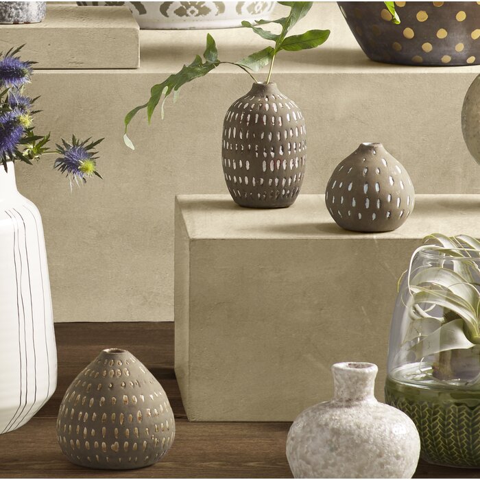 3 Piece Neace Gray Terracotta Table Vase Set 50AH
