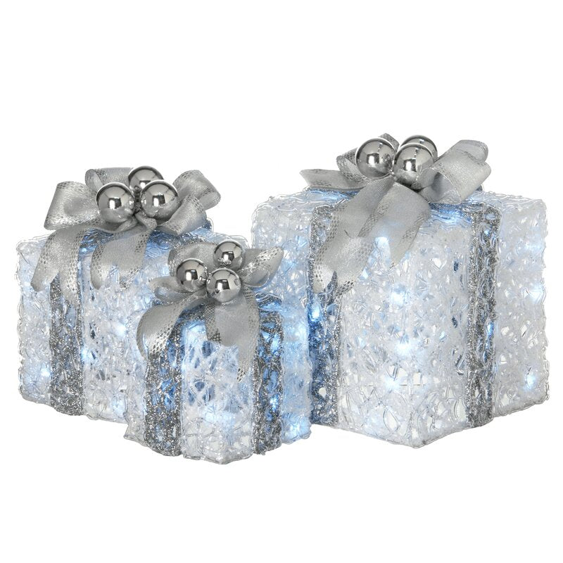 3 Piece Pre-Lit Gift Box Assortment Lighted Display