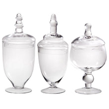 Load image into Gallery viewer, 3 Piece Scotia Clear Glass Apothecary Jar Set SP100
