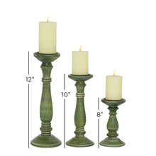 Load image into Gallery viewer, 3 Piece Solid Wood Tabletop Candlestick Set
