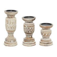 Load image into Gallery viewer, 3 Piece Solid Wood Tabletop Candlestick Set MRM176
