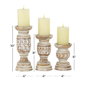 3 Piece Solid Wood Tabletop Candlestick Set MRM176