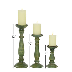 3 Piece Solid Wood Tabletop Candlestick Set