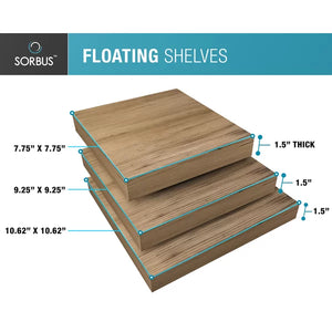 3 Piece Square Floating Shelf