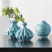 Load image into Gallery viewer, Blue 3 Piece Tylor Ceramic Table Vase Set (Set of 3)
