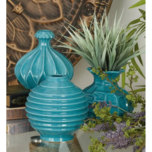 Load image into Gallery viewer, Blue 3 Piece Tylor Ceramic Table Vase Set (Set of 3)
