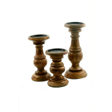 Load image into Gallery viewer, 3 Piece Wood Candlestick Set Brown#2030HW

