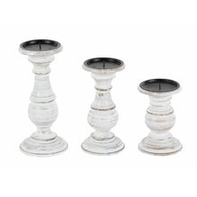 Load image into Gallery viewer, 3 Piece Wood Candlestick Set White #2602HW
