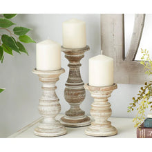 Load image into Gallery viewer, 3 Piece Wood Tabletop Candlestick (Set of 3)
