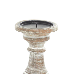3 Piece Wood Tabletop Candlestick Set