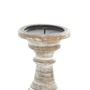 3 Piece Wood Tabletop Candlestick Set
