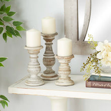 Load image into Gallery viewer, 3 Piece Wood Tabletop Candlestick (Set of 3)
