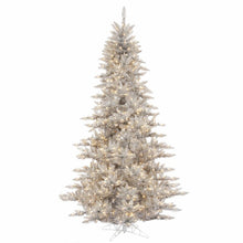 Load image into Gallery viewer, 3&#39; Silver Tinsel Fir Artificial Christmas Tree with 100 Clear/White Lights with Stand MRM4304
