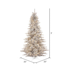 Load image into Gallery viewer, 3&#39; Silver Tinsel Fir Artificial Christmas Tree with 100 Clear/White Lights with Stand MRM4304
