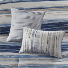 Load image into Gallery viewer, King Comforter + 7 Additional Pieces Adams Blue Striped 8 Piece Comforter Set 170AH
