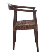 Load image into Gallery viewer, Juneau Walnut Mahogany Wood/Brown Leather Arm Chair
