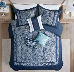Martha Jacquard Comforter Set Navy - Madison Park cali king