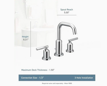 Load image into Gallery viewer, Moen Gibson Matte Black 2-handle Widespread WaterSense Bathroom Sink Faucet MRM587
