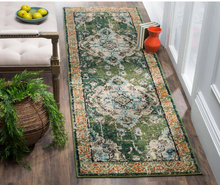 Load image into Gallery viewer, Monaco Forest Green/Light Blue 2 ft. x 20 ft. Border Runner Rug
