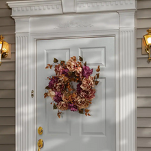 Load image into Gallery viewer, 24 in. Artificial Harvest Wreath with Peony, Hydrangeas and Berries
