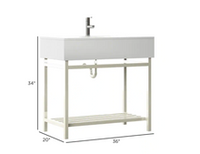 Load image into Gallery viewer, 36&quot; w Bath Vanity in Silver with Stone Vanity Top in White

