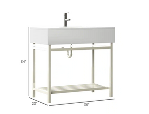 36" w Bath Vanity in Silver with Stone Vanity Top in White