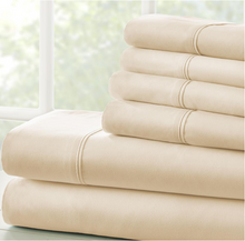 Load image into Gallery viewer, 6-Piece Ivory Solid Microfiber King Sheet Set
