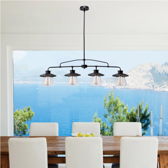 Globe Electric 4 Light Pendant with Clear Glass Shade 5640RR