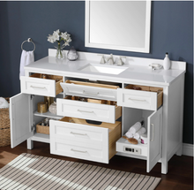 Load image into Gallery viewer, Tahoe II 60 in. W Bath Vanity in White with Cultured Marble Vanity Top in White with White Basin and Power Bar 7032RR-OB
