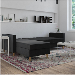 CosmoLiving by Cosmopolitan Liberty Sectional/Futon With Storage, Black 6629RR (2 boxes)