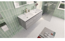 Load image into Gallery viewer, AIPO 48" Double Sink Wall Mount Vanity Reinforced PVC, No Faucet, White Gray Oak MRM3487
