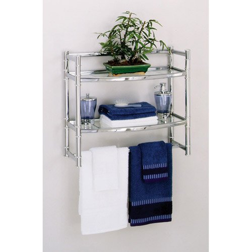 Zenna Home Wall Shelf, in Chrome, with Tempered Glass Shelves