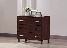 Hover Image to Zoom Maison Contemporary 3-Drawer Dark Brown Wood Finish Wood Chest of Drawers #4296