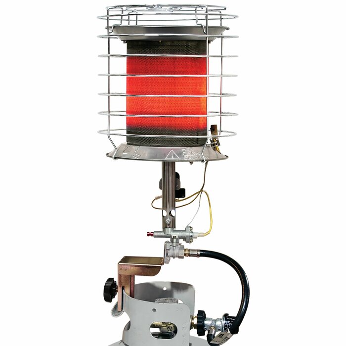 Silver; Silver 40,000 BTU Portable Propane Radiant Tank Top Heater (ND350)