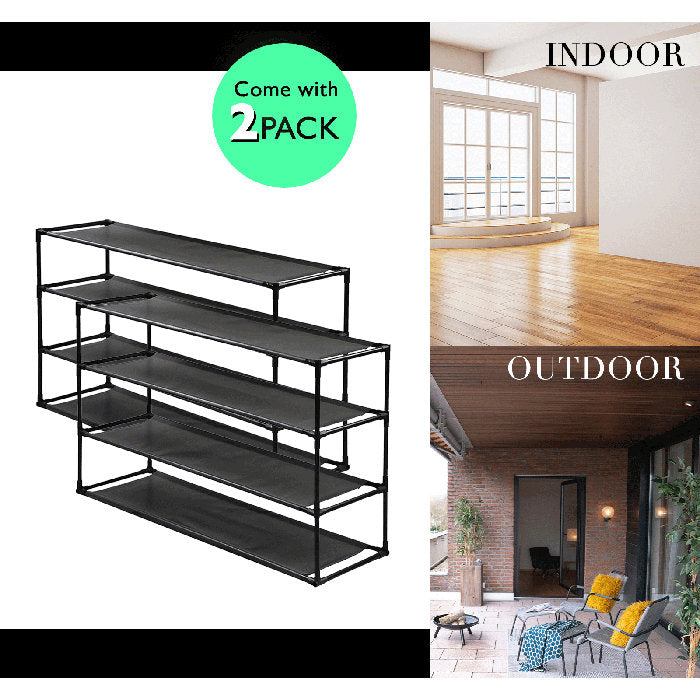 40 Pairs Black Shoe Rack (Set of 2)