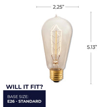 Load image into Gallery viewer, 40 Watt, ST18 Incandescent, Dimmable Light Bulb, (2200K) E26/Medium (Standard) Base (Set of 4)
