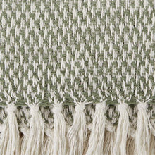 Load image into Gallery viewer, Artichoke Green Cotton Woven Throw 50x60 with 3&quot; Fringe

