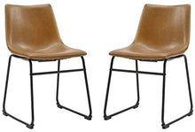 Load image into Gallery viewer, Set of Two 18&quot;  Whiskey Brown Faux Leather Dining Chairs #9489
