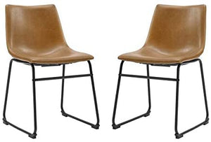 Set of Two 18"  Whiskey Brown Faux Leather Dining Chairs #9489