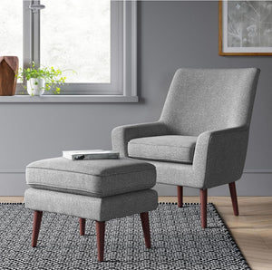 2pc Durell Chair and Ottoman Gray