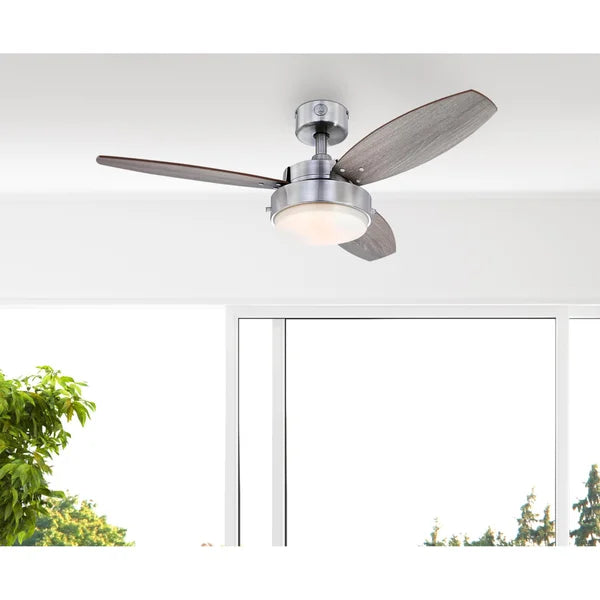 Brushed Nickel 42'' Careem 3 - Blade Standard Ceiling Fan with Pull Chain and Light Kit Included