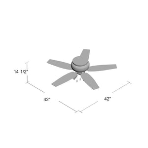 42'' Newsome 5 - Blade Flush Mount Ceiling Fan with Pull Chain and Light Kit Included 6792RR
