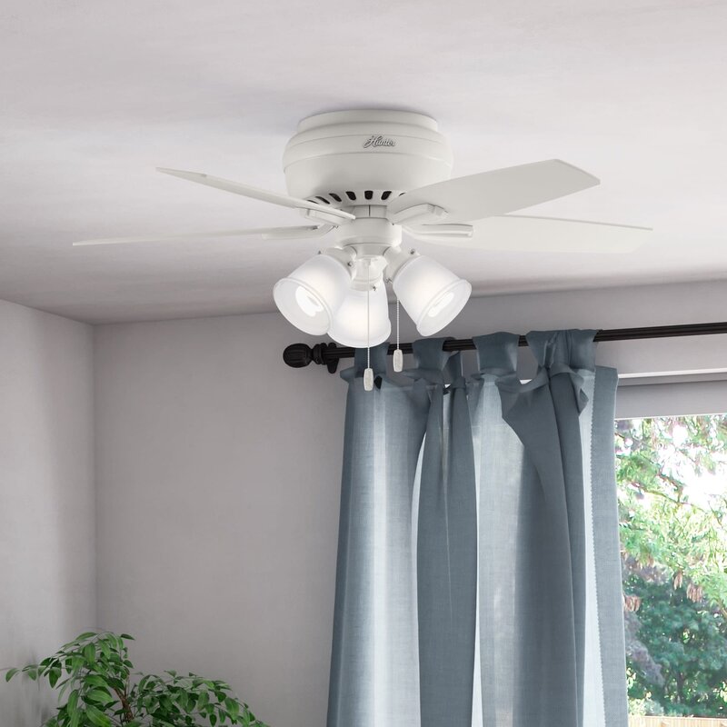 42'' Newsome 5 - Blade Flush Mount Ceiling Fan with Pull Chain and Light Kit Included 6792RR