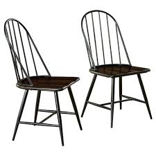 Set of 2 Milo Mixed Media Wood Top Chair Metal/Black - TMS #4327