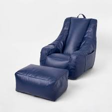 Sensory-Friendly Water-Resistant Supportive Chair with Pockets & Ottoman Navy - Pillowfort™ #4351